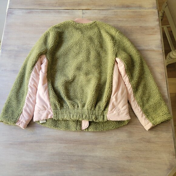 We The Free Women’s M Green Sherpa Fleece Zip Jacket Oversized Boho Coat - Picture 5 of 12